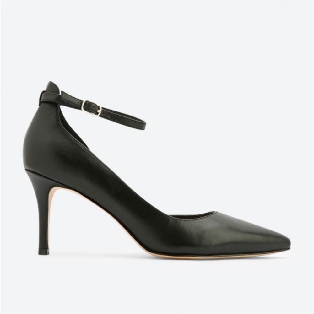 Town Shoes d'Orsay Black Leather Stiletto Heels Size 39